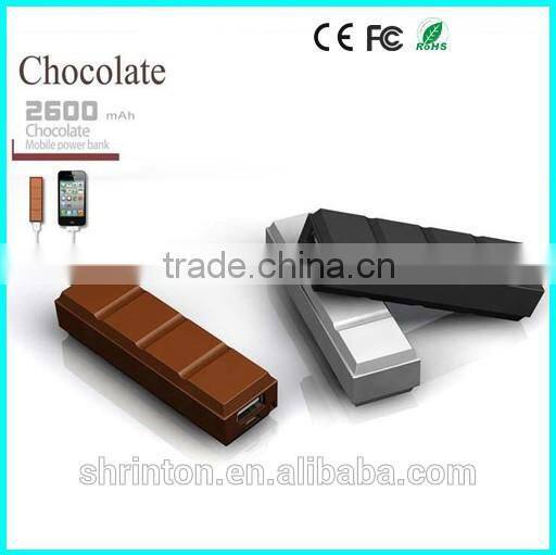 Chocolate Power bank manufaturer 2600mah, usb charger bettary