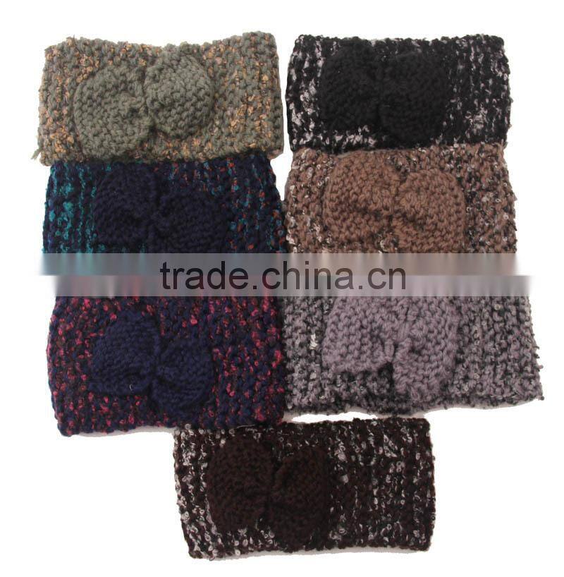 2015 Newest Fashion Women's Warm Soft Acrylic Knitting Flower Bow Knot Headband