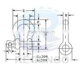 US Type Screw Pin 10mm Load Rated 1,000kg chain Bow Omega Shackle G209