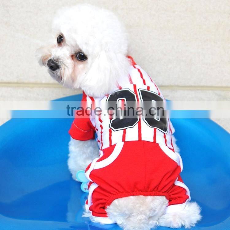 Fashion pet baseball uniform black and white vertical striped dog tracksuit