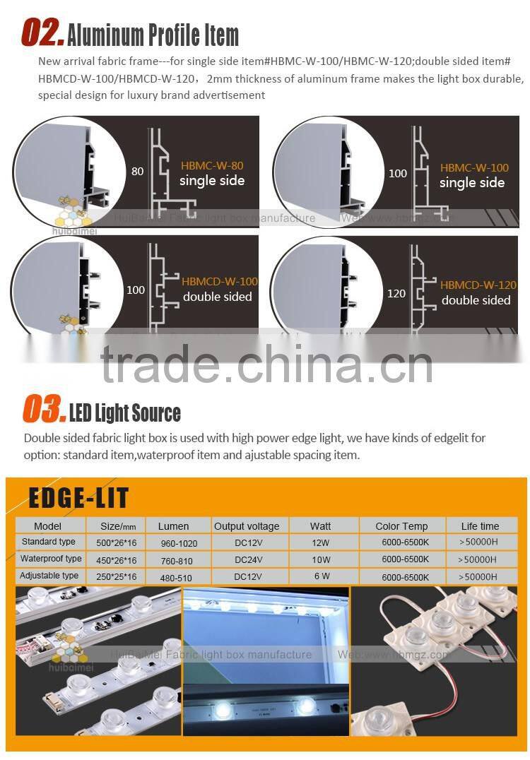 New double sided poster frame lightbox with edge light high power led