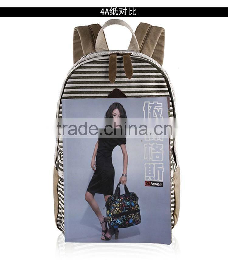 2016 new koeran fashion canvas streak backpack teenage backpack