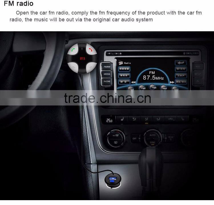 Free sample Wholesale Bluetooth FM transmitter Bluetooth Car Kit with hands-free and usb Car charger