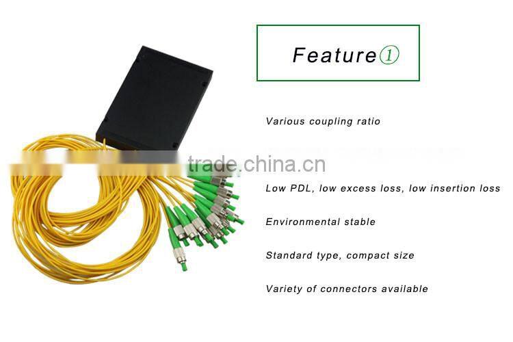 single mode fiber optic splitter coupler for Fused Biconical Taper Type SM 1*16 FC APC Fiber Optic Splitter