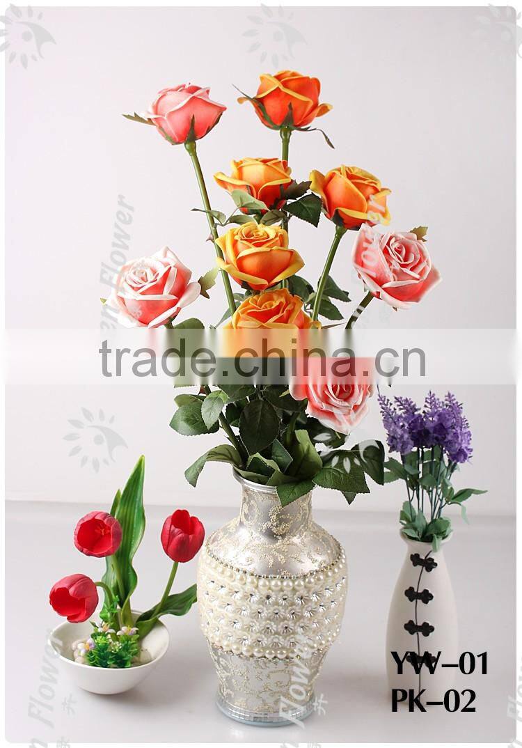 2016 Wholesale 12 PCS 8 color Latex Artificial PU Flowers Rose Bouquet Wedding Bridal Decor Display christmas Real Touch Flower