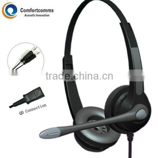 High quality binaural call center headset for PC with double 3.5mm plug HSM-902NPQDJ3.5D