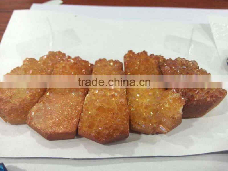 Rectangle geode crystal electronic-plated pendant different color wine pink/blue/ golden silver/fantasy