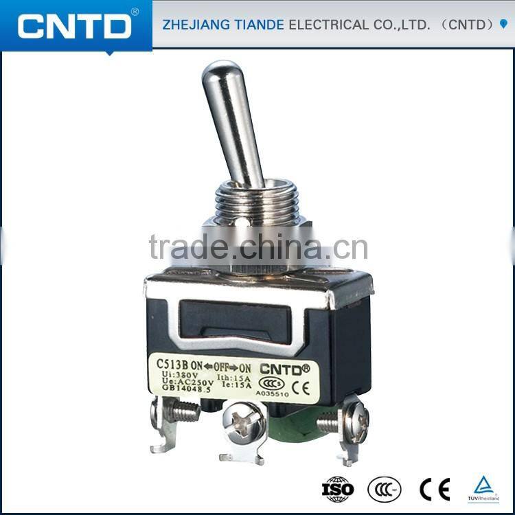 CNTD Factory Price 15A 250VAC 3-way ON-OFF-ON Momentary Toggle Switch with CE (C5R13B)