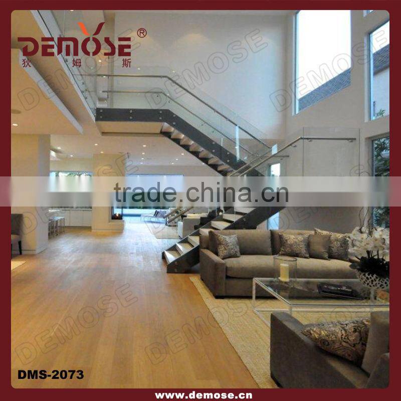 portable indoor wooden stair with double steel plates