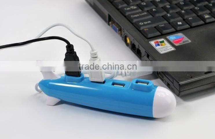 Promotional gift submarine shaped 4 port usb hub for Computer Laptop
