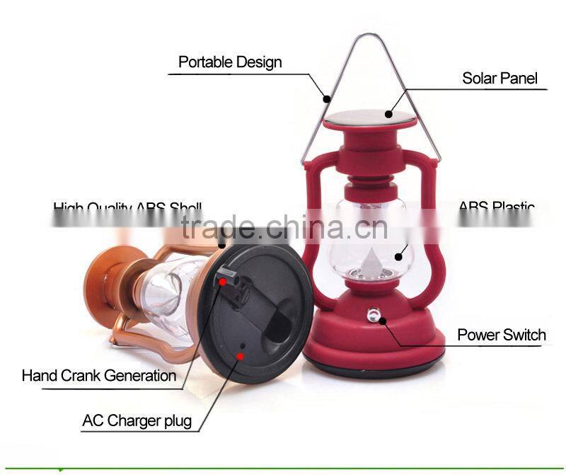 7 LED Solar Lantern with Dynamo, AC Charger