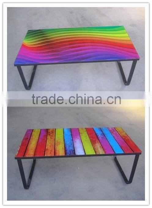 Rainbow Glass Coffee Table,colorful coffee table For Sale