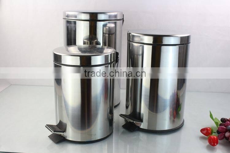 Kitchen stainless steel trash can/waste container with pedal/kitchen trash can