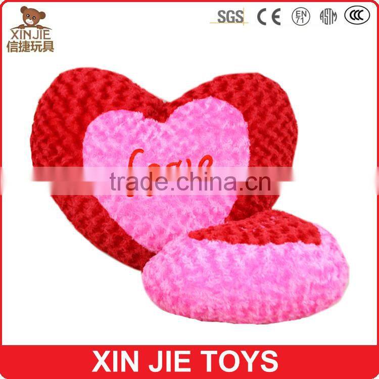 hot sale red plush love heart shape embroidered pillow and cushion
