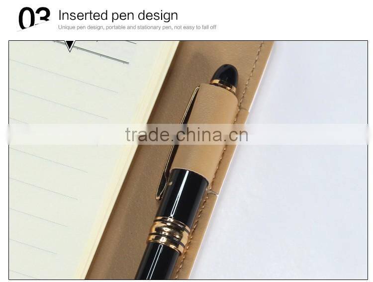 Fashion printed logo white color pu loose leaf organizer