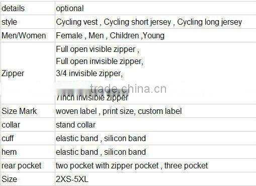 Support free sample custom cycling jersey
