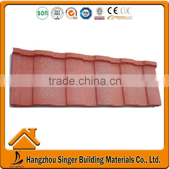 Red Color Stone Coated Metal Roofing Tile With Modern Classical Roof Tile