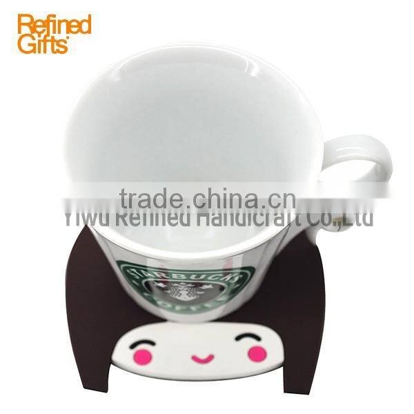 Korea style Cute Soft Pvc Bespoke Coasters Silicone Mats Pink girl Pads