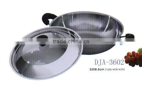 AH3602 32CM 34CM 36CM 38CM STAINLESS STEEL 201 CHINESE WOK SET