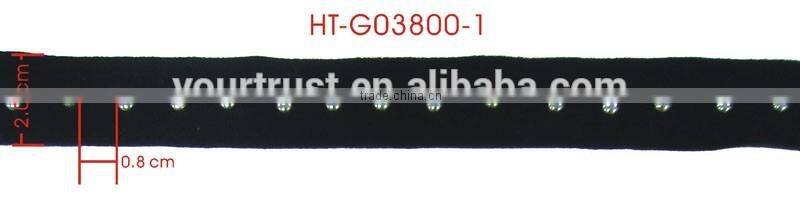 Silver Gold Gunmetal Dome Stud Black Velvet Beaded Trimming