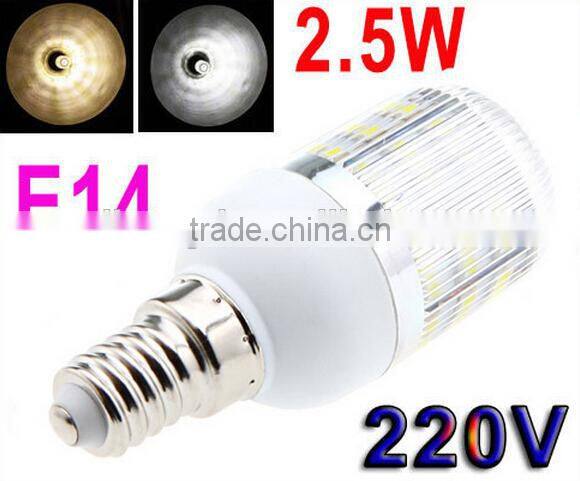 220V E14 2.5W 48 SMD3528 LED Corn Light Bulb Lamp with Cover White/Warm white Led Lighting