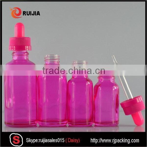 china supplier e liquid pink 30ml glass dropper bottles childproof e liquid bottle