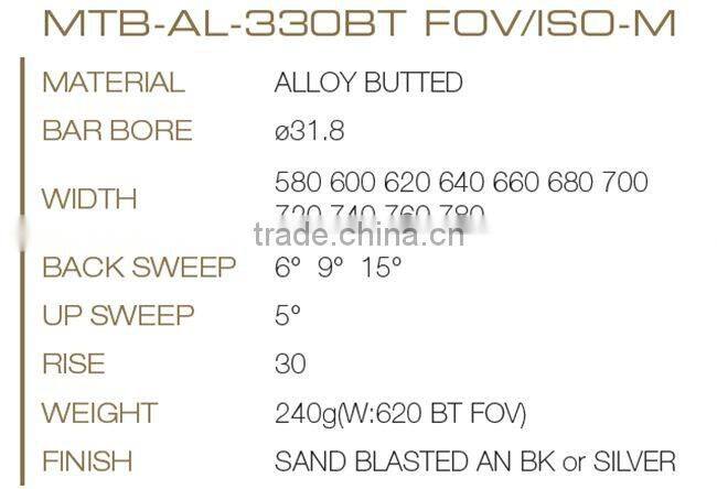 MTB Bicycle Parts 31.8mm Alloy Butted Comfortable Mountain Bicycle Handle Bar