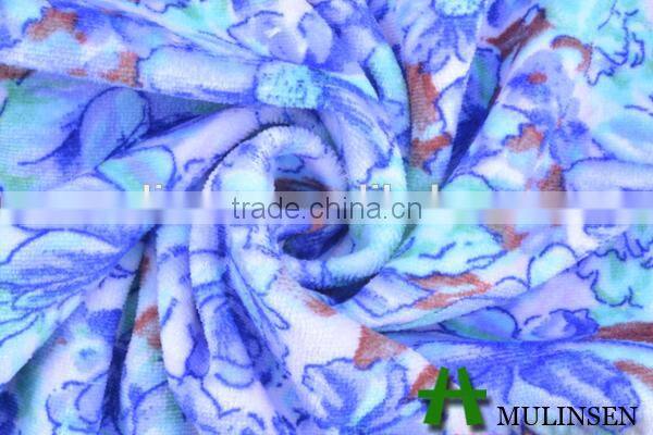 Polyester Knitted floral printing velvet fabric