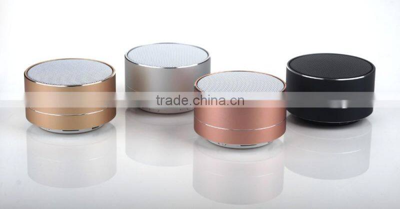 2016 New products A10 Promotional Portable Wireless Aluminum Mini Round Led Light Bluetooth Speaker Music Player