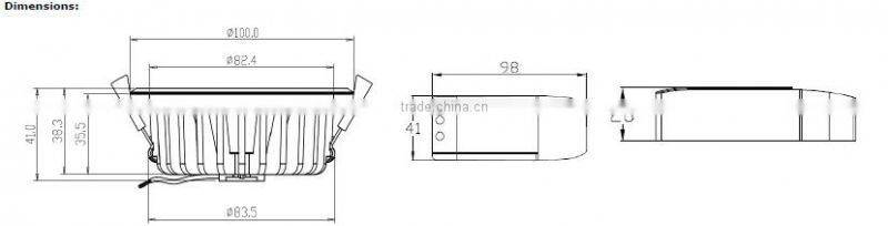 10W LM80 SMD recessed IP44 LED downlight with CE RoHs SAA with Rubycon Capacitor