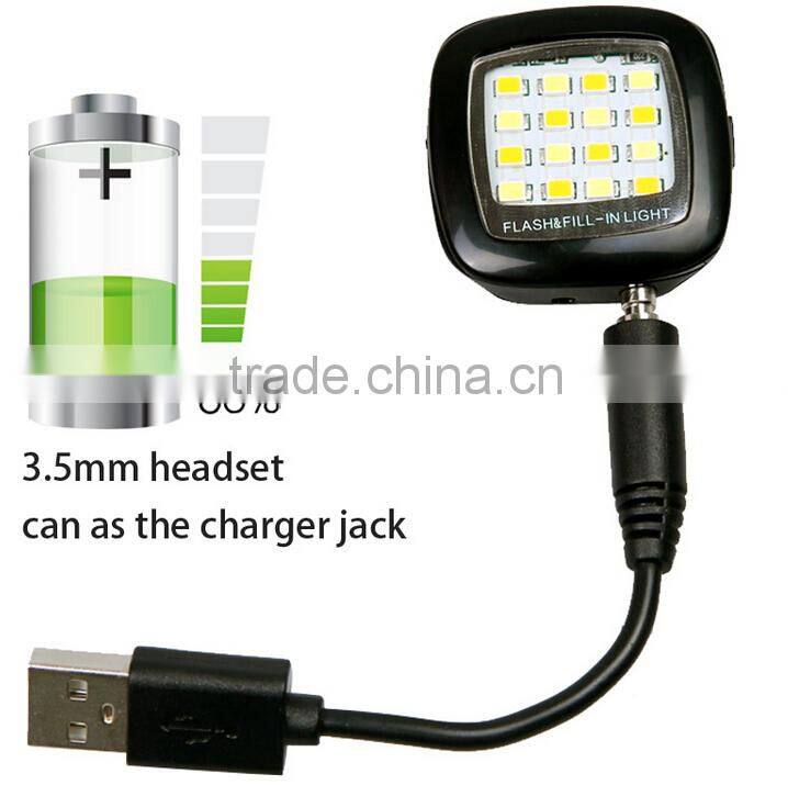 TOP Quality Mobile Phone Selfie Stick RK05 Portable Mini 16 Leds LED Flash Light RK05