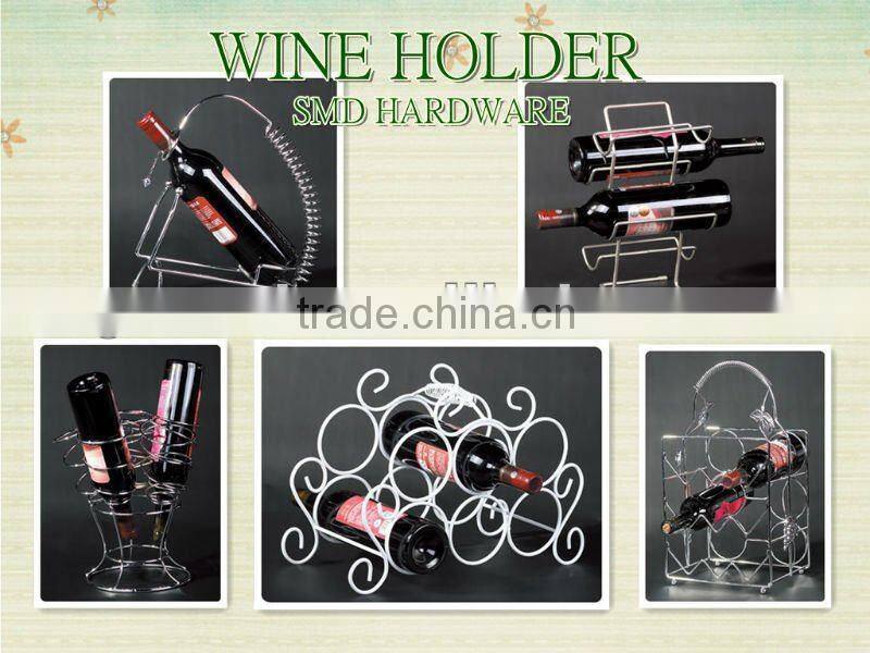Chrome metal bronze rack for wine bottles
