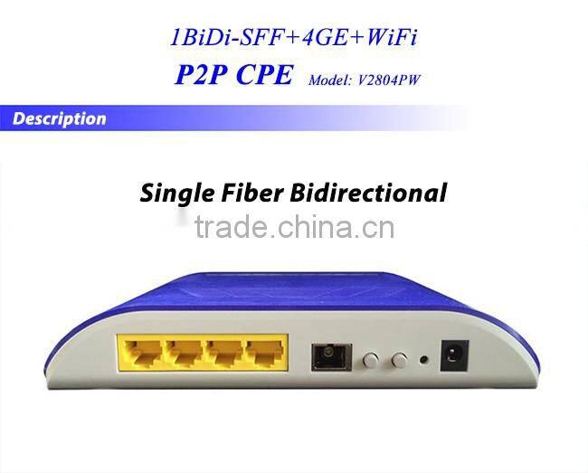Fiber to Home 1BiDi-SFF+4GE+WiFi P2P Optical Access CPE Gigabit Gateway