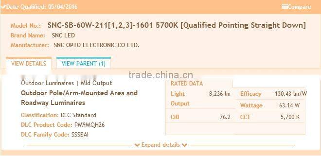 Super brightness small model led parking lot light 60W/90W/120W with DLC UL CUL listed