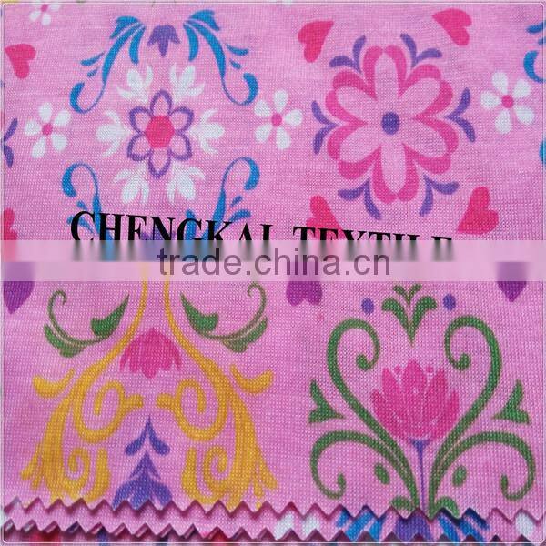 Knitting spandex print spun polyester fabric wholesale