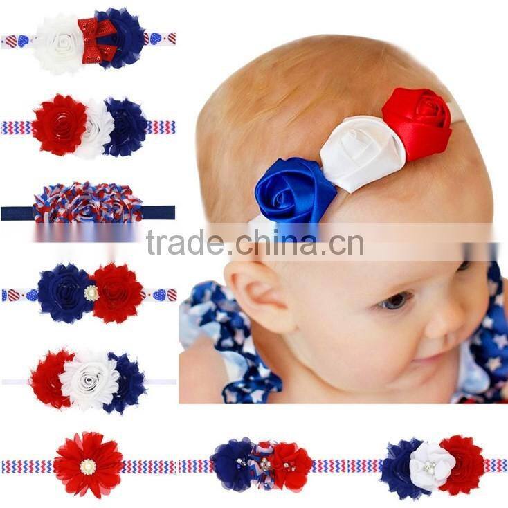 Christmas Style Woven Crochet Elastic Band with feather clips Floral Headband Girls Hair Jewelry Photo Prop Craft