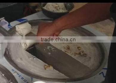 commercial stainless steel two flat pans rolled ice cream machine