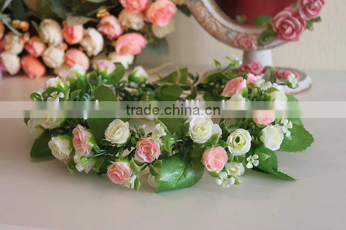 Artificial Rose Flower Head Wreath Garland For Wedding Prom Party And Christmas Decoration