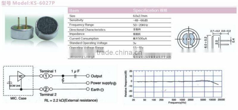 KS6027 6mm condenser microphone