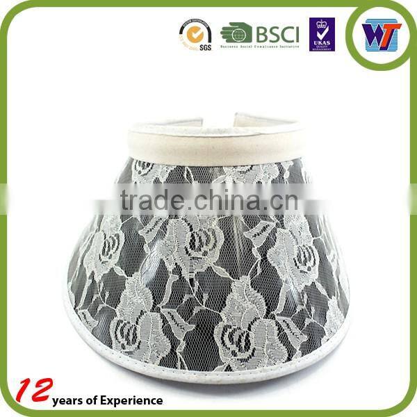 Plastic printing pvc sun visor Ladies Sun Visors With Beautiful Decorations