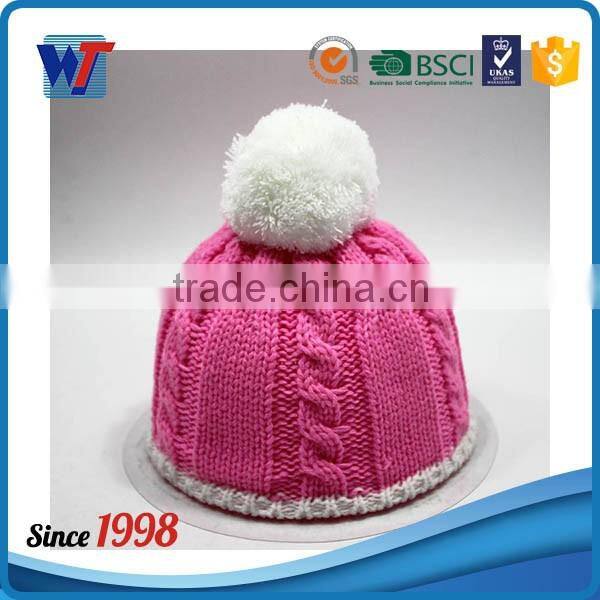 Colorful Solid Warm Woolen Cotton Beanie With Removable Top Ball