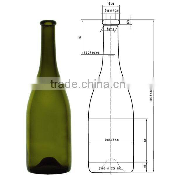 Glasslucky 2014 hot sale dark green 1500ml glass grape wine bottle holder