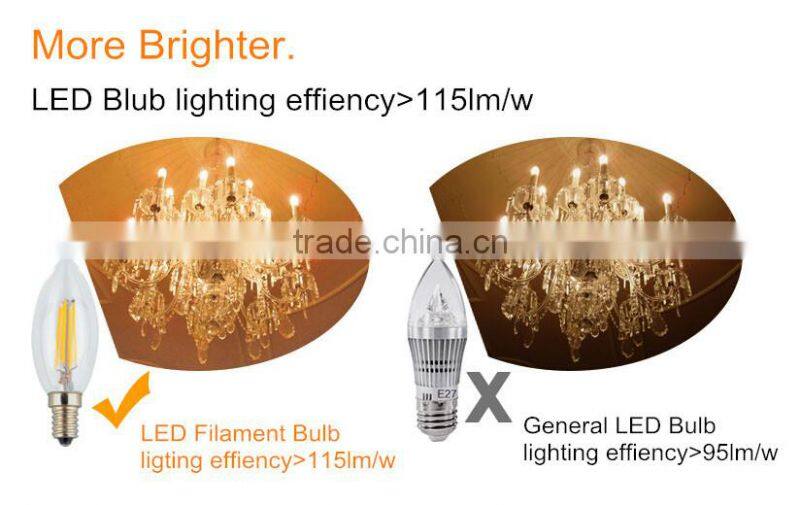 E12/E14 B35 4W 400lm LED Filament flickering flame candle bulb CE/RoSH/TUV/FCC/UL 715
