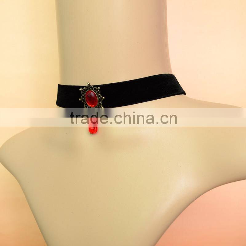 Vampire wild velvet dress with ruby choker necklace fake collar necklace jewelry genuine random wild