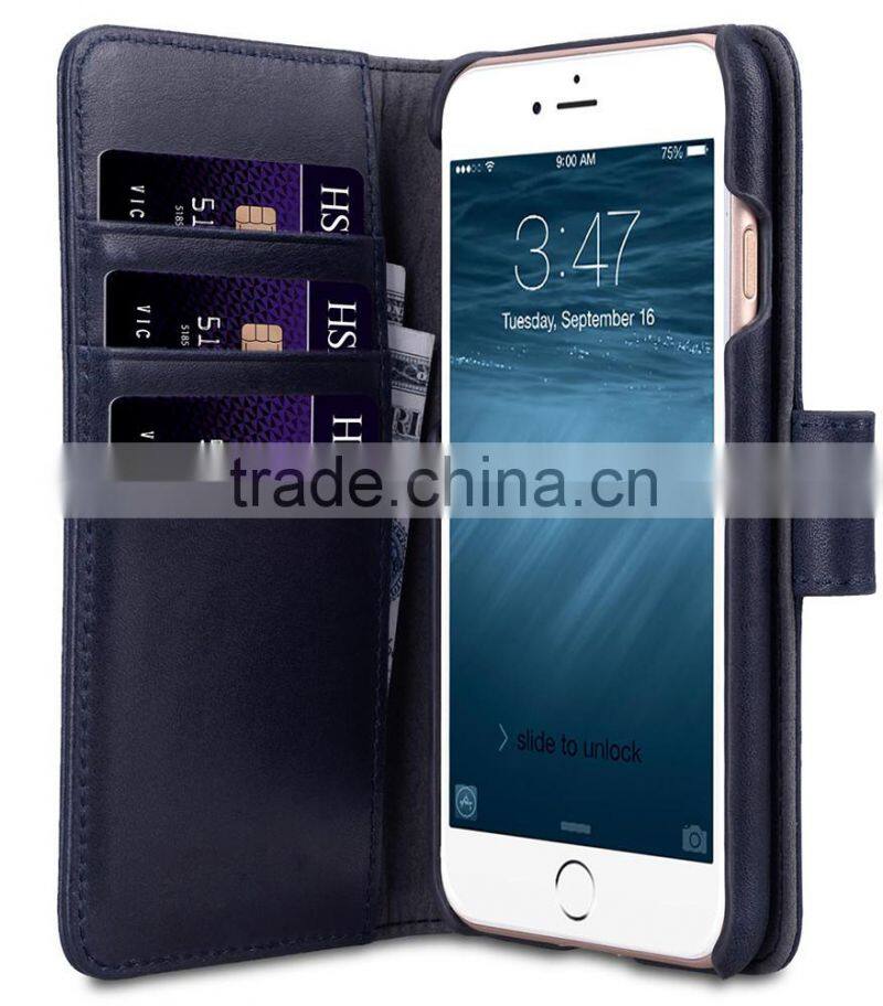 Removable Blue Wallet Premium Leather Case for Apple iPhone 7 (4.7")