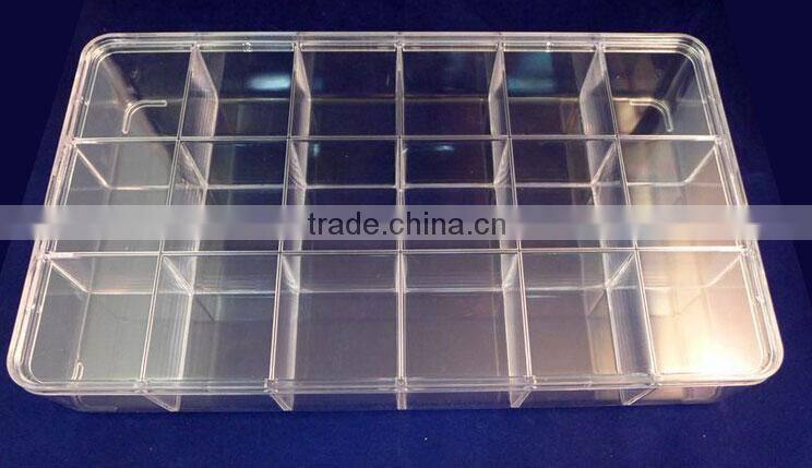 Plastic Transparent building blocks mini figures diamond bricks display case Acrylic box 18 lattice DE00024