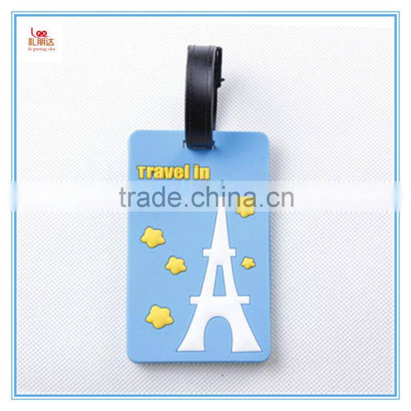 2D/3D logo silicone luggage tag, special design shape silicone rubber luggage tag for travel