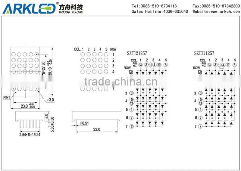 SMD 1.2 inch ROHS elevator dot matrix led display with blue color,free sample
