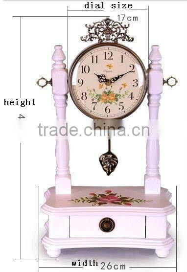 Cheap European Style Home Furniture Antique Desktop Wood Clock