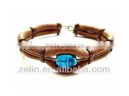 Gold plated with leather bracelet Body Jewelry